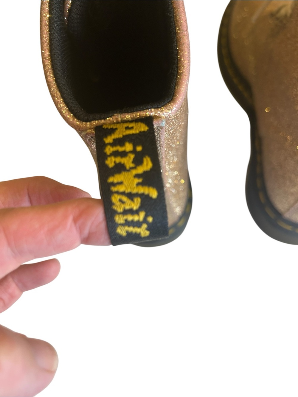 Dr. Martens 1460 Pascal Glitter Boots Gold Champagne Ribbon Lace Size US 7 Women - Picture 4 of 9